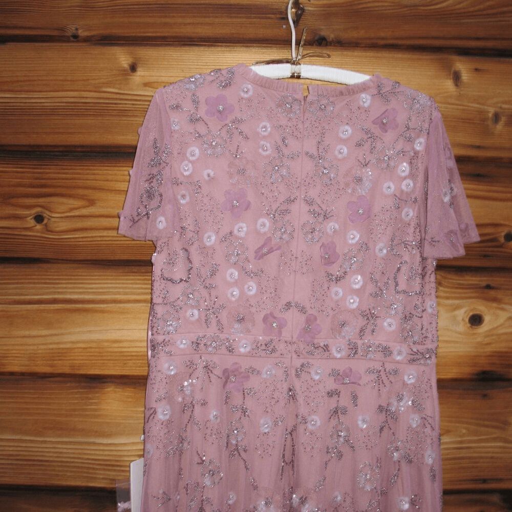 MAC DUGGAL 9212 Embellished High Neck Cap Sleeve A Line Dress Pink 12 - Picture 11 of 15